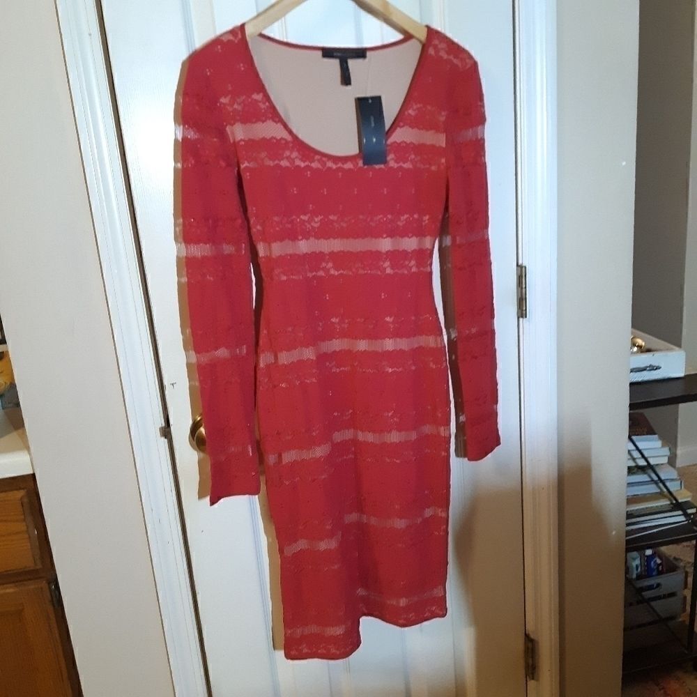 bcbgmaxAzria long Sleeve Scoop Neck  Bodycon NWT‎ Dress Sz XS